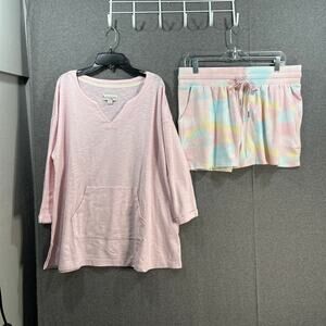 Koolaburra by UGG Light Weight Sweater Knit Lounge Set Rose Tie Dye, Large